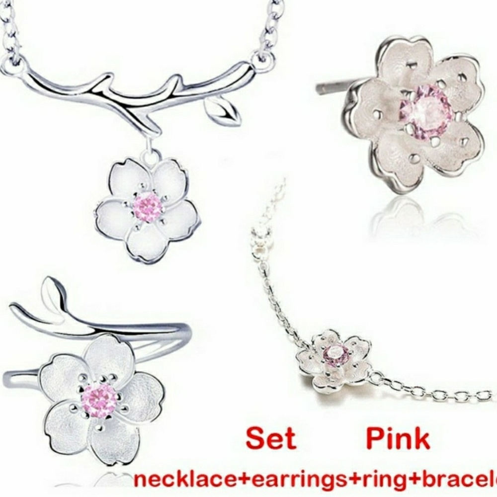 Sakura cherry blossom set. 925 Stamped